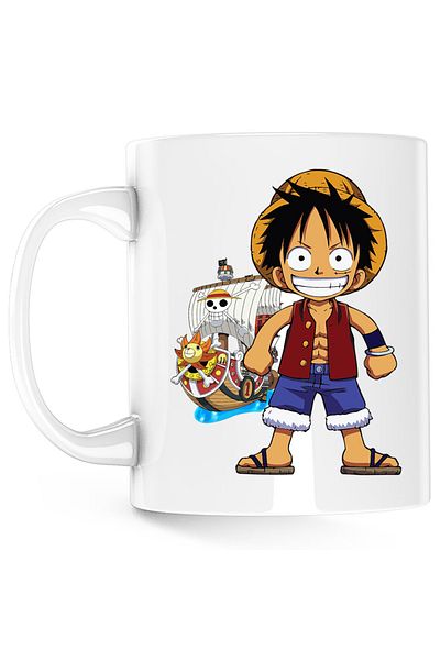 OEM Straw Hat Pirates Monkey Luffy One Piece Straw Hat Mug, white, 330 ml