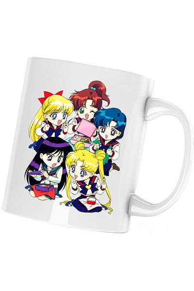 OEM Cana Sailor Moon 5 Crew Gang Chibi Bebe Anime, alba, 330 ml