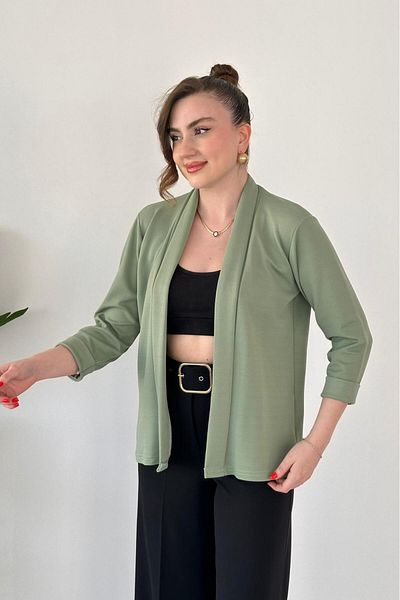 MaziButik Jachetă creponată cu guler șal Mint
