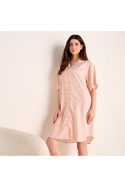 FAV Striped Notch Collar Sleepshirt