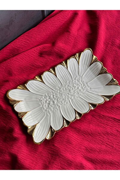 ROSSEV Flora Gold Rectangular Serving Plate 27cm