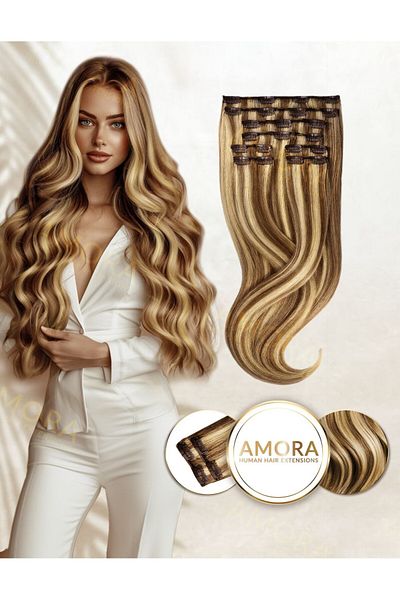 Amora Balayage Golden Pecan - Extensii Suvitate Clip On Lux