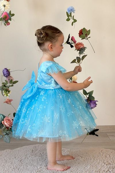 ALYRA Рокля на Елза за момиче с къс ръкав, рожден ден, сватба, специален повод, вечерна рокля, рокля от Замръзналото кралство