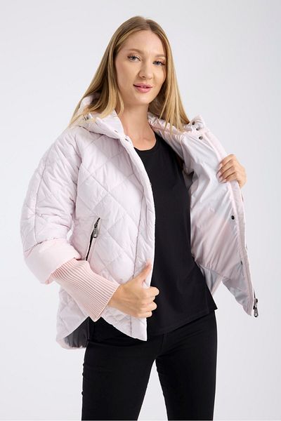 G-FOX Women's Fixed Hooded Knitwear Rib Detailed Quilted Sports down Coat - Stylish and Warm Design 8704
