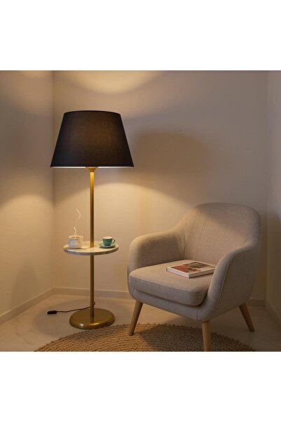 Ömür Avize KOPYA - Retain Modern Tepsili Ayaklı Lambader konık şapka