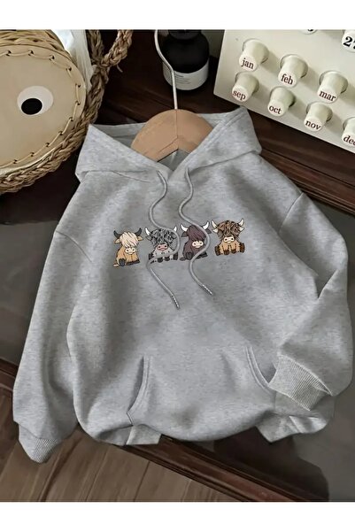 FUFLUNS سويت شيرت مطبوع عليه ثيران لطيفة