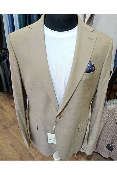 Ted Davıd Light Beige Striped Summer Blazer Jacket