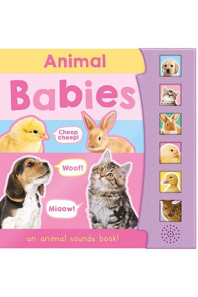 North Parade Children's book, NPP, Animal Babies, Children's 6 Button Sound Book, 0+ years