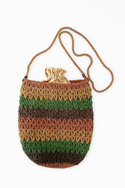 Hobi Kafe El Yapımı Kağıt İp Örgü Mini Telefon Çantası – Bez İç Kese ve Metal...