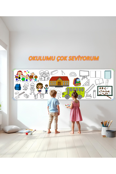 alphobitasarım Okulumu Seviyorum Dev Boyama Kağıdı - 62 x 200cm