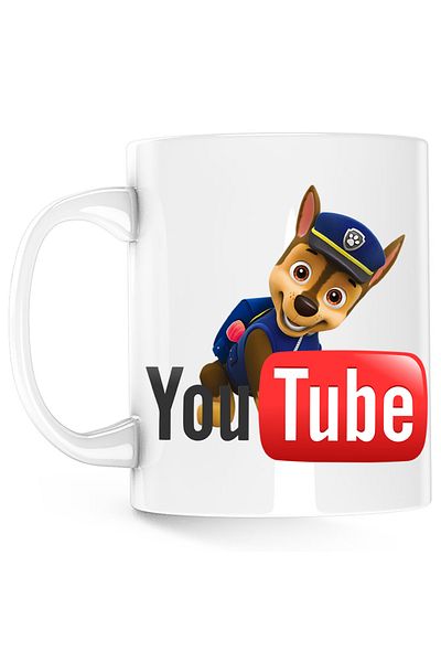 OEM Paw Patrol Youtube Creator Police Youtuber Mug, white, 330 ml