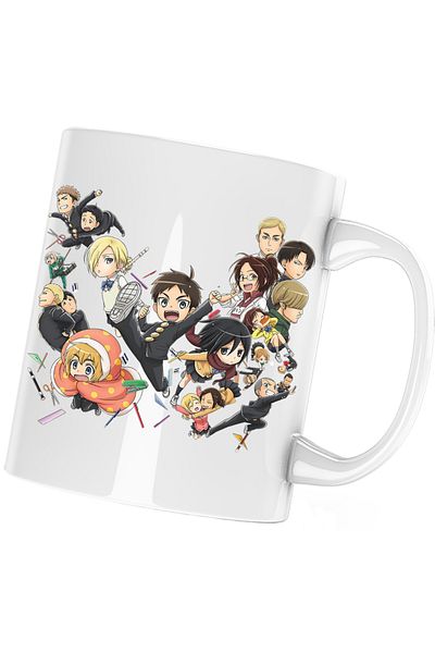 OEM Attack on Titan All Team Gang Anime Team Mug, white, 330 ml