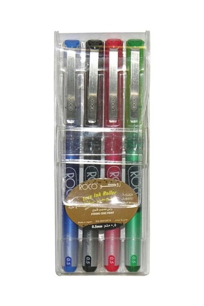 Roco مجموعة أقلام حبر سائلة مكونة من 4 قطع - متعددة الألوان - أقلام كتابة برأس رفيع 0.5 مم