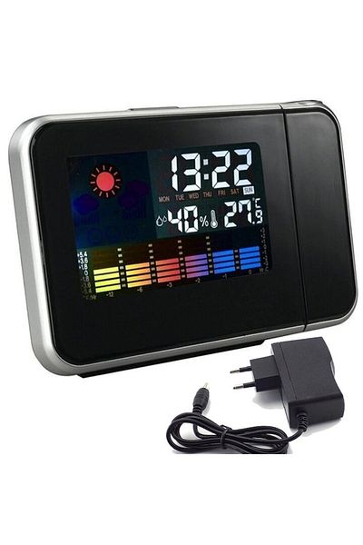 dalimag Desk Clock, Digital, Permanent Projection, Alarm, Weather, Charger