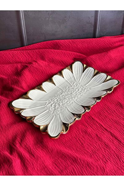 ROSSEV Flora Gold Rectangular Serving Plate 27cm