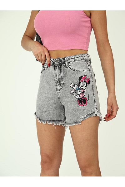 XBELLA DENİM Women's Embroidery Detailed Mini Denim Shorts