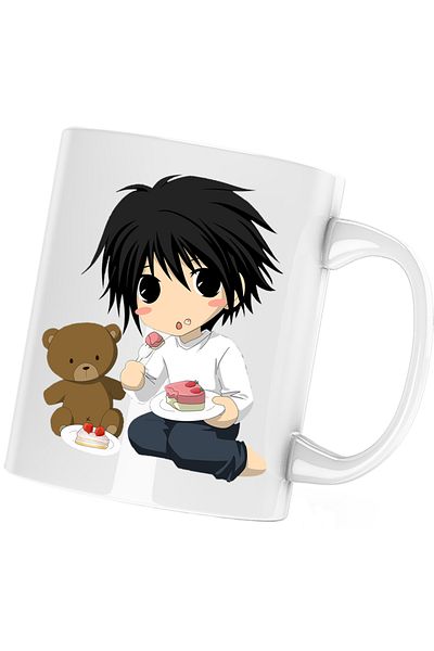 OEM Death Note Baby Detective Cake Manga Mug, white, 330 ml