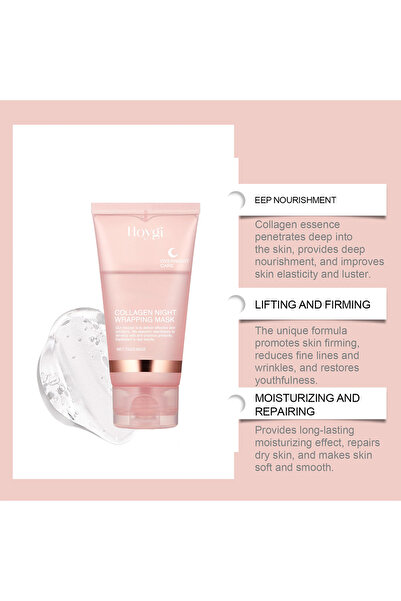 Hoygi Collagen Night Wrapping Mask, Overnight Sleeping Mask, Peel Off Mask for Elasticity Care, 75g