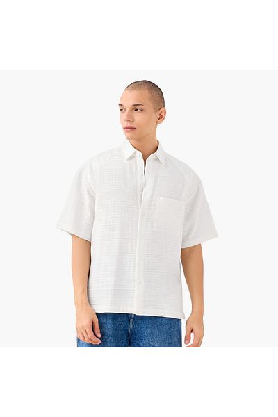 Lee Cooper Regular Fit Textured Resort Shirt with Collar