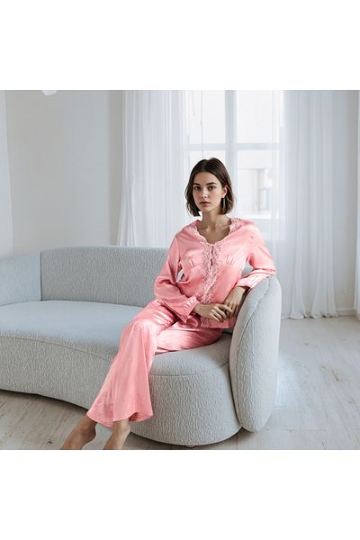 FAV Lace Trim Jacquard Pyjama Set