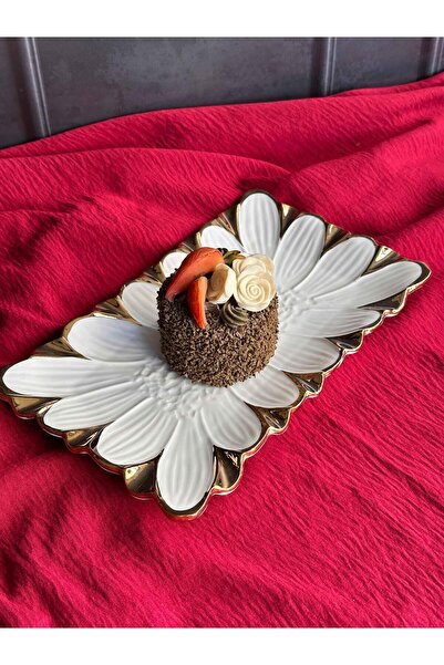 ROSSEV Flora Gold Rectangular Serving Plate 27cm