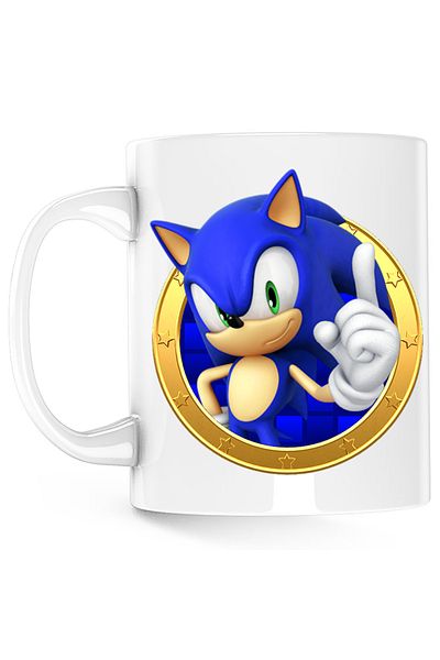OEM Sonic the Hedgehog Coin Cartoon Mug, white, 330 ml