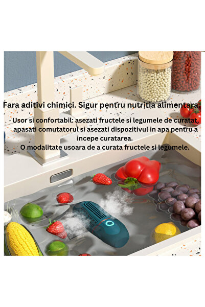 CLAUSTEEL Purificator cu capsule, USB, automat, portabil, curăță alimente: fructe, legume, orez, carne