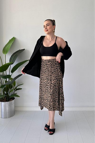 MaziButik Leopard skirt black