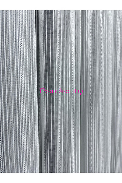 PERDECITY Glitter Striped Macaroni14 Tulle Curtain 1X3 Tight Pile Ironing Is Not Asked for Heavy Gramage Suitable for Any Room