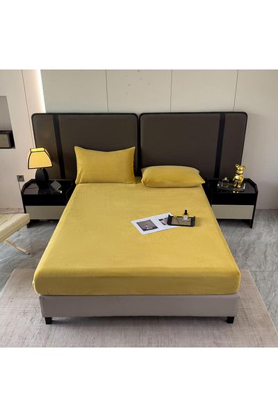 Casa New Concept 3 Piece Velvet Bed Linen Set – Fitted Sheet 232x250 + 2 Pillowcases 50x70