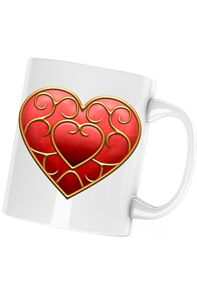 OEM Legend of Zelda Valentine Day Red Heart Mug, white, 330 ml
