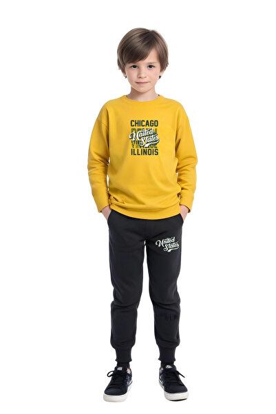 panios kids 3'LÜ BİSİKLET YAKA BASKI DETAYLI ERKEK ÇOCUK ALT-ÜST TAKIM