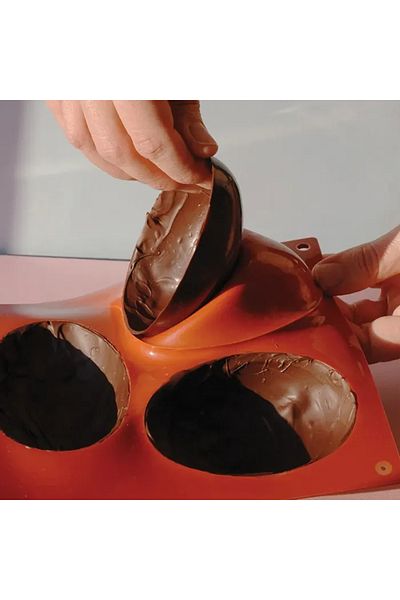 silikomart Silicone Mold for Egg-shaped Single Ports, Sf041, 102x73x36mm, 5 Cavities, 130 ml