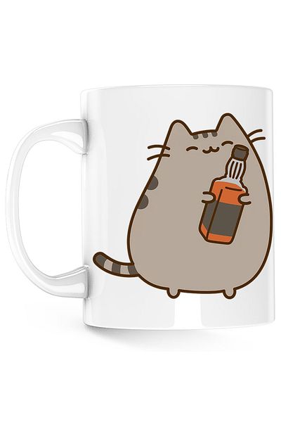 OEM Pusheen Cat Whiskey Mug, Plush Cat, white, 330 ml