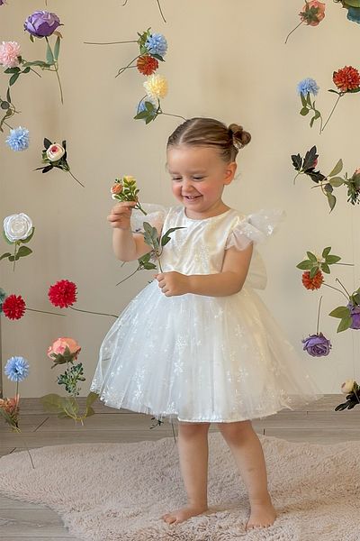 ALYRA Girls' Elsa Dress Short Sleeve Birthday Party Wedding Special Occasion Evening Dress Frozen Dress