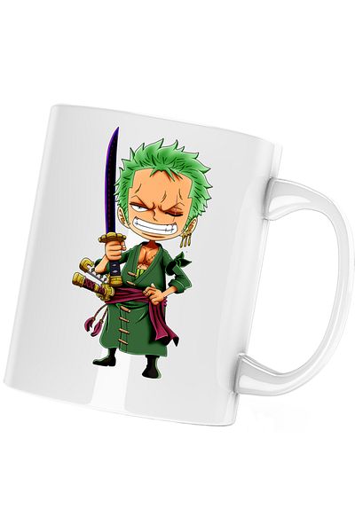 OEM Roronoa Zoro Chibi One Piece Baby Samurai Ninja Mug, white, 330 ml