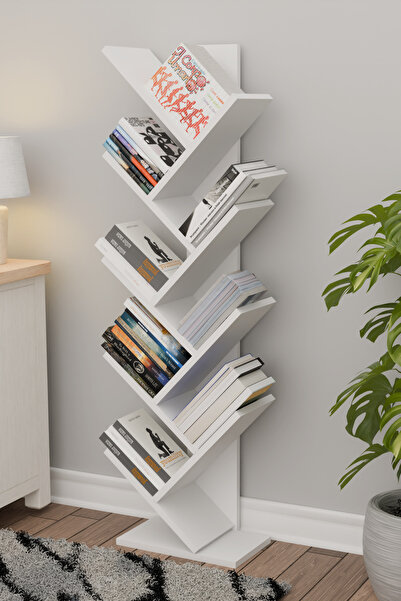 Remaks VOYA Raflı Kitaplık Kütüphane Hareketli Raflı Dekoratif Kitaplık-BEYAZ