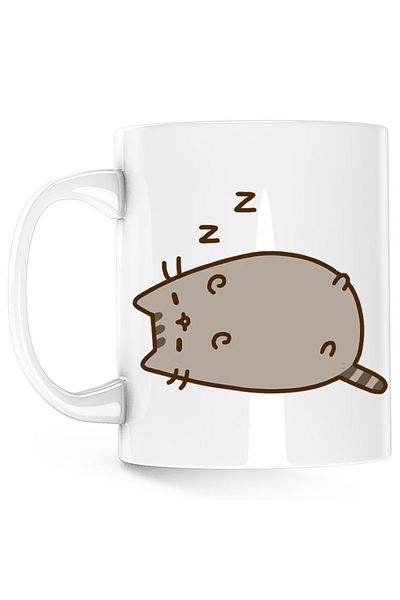 OEM Pusheen Cat Sleeping Snoring Plush Pussy Mug, white, 330 ml