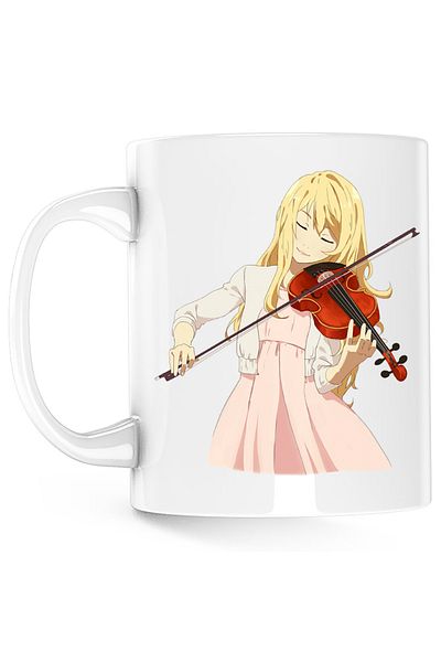 OEM Your Lie in April Kaori Violin Love Anime Mug, white, 330 ml