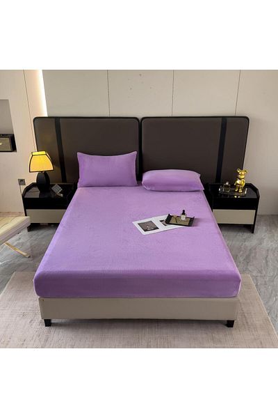 Casa New Concept 3 Piece Velvet Bed Linen Set – Fitted Sheet 232x250 + 2 Pillowcases 50x70