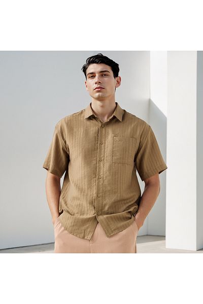 Iconic Boxy Fit Striped Shirt with Chest Pocket