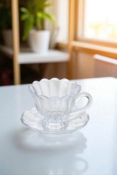 TrendDeco 6 Pieces Glass Latte Cappuccino Mocha Americano Espresso Cup with Handle