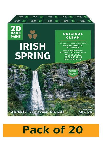 Irish Spring Original Deodorant Soap Bar For Clean And Fresh Feeling All Day Long 20x113g