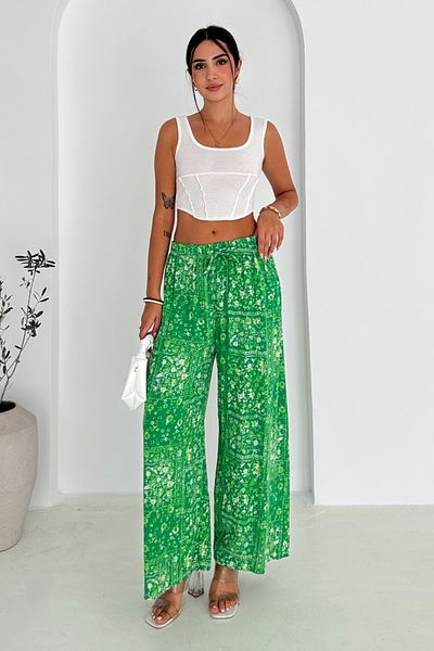 FEMELLE Pantaloni casual largi din viscoză țesut cu talie înaltă pentru femei