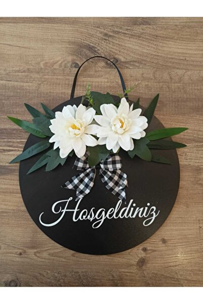 alba tasarım Kapı Süsü Hoşgeldiniz Siyah Hediyelik Dış Kapı Süsü - Ev Kapı Süsü