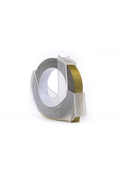 JetWorld Bandă de înlocuire Dymo 3D alb pe auriu (pentru embosare) 9mm x 3m (S0898190)