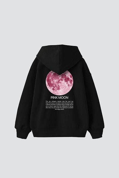 Sekizbiraltı Μαύρο φούτερ με στάμπα Pink Moon Oversize Unisex