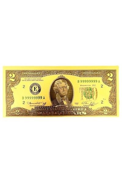 BLA BLA FOAM Gilded Polymer Banknote 2 $ Feng Shui, Full, Decorative Gift