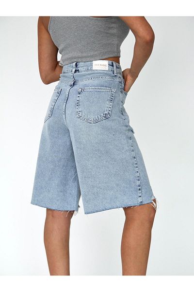 XBELLA DENİM Pantaloni scurți Bermuda lungi de damă, cu detaliu rupt, lungime midi