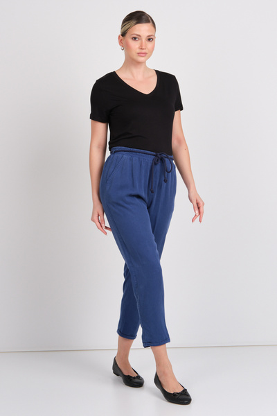AYHAN Kadın Beli Lastikli Çift Cepli Pantolon 2850 Lacivert